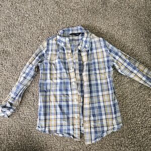 Janie and Jack Blue and Yellow Plaid Shirt